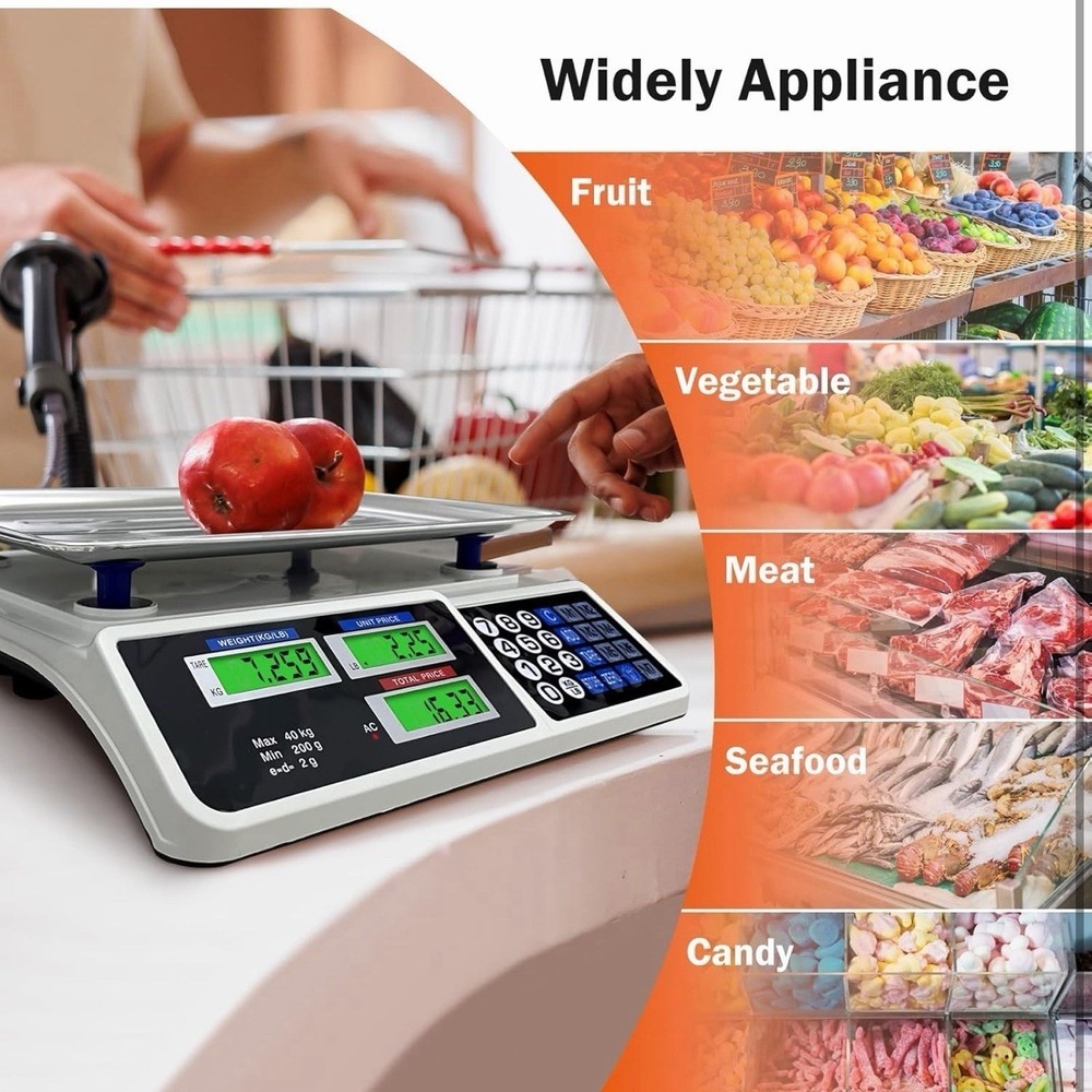 Commercial Food Scale 88lb/40kg Digital Price Computing Deli Market Weighing - Picture 3 of 9